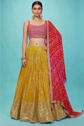 Yellow Sangeet Georgette Lehenga Choli With Floral Dupatta  SFZC4703