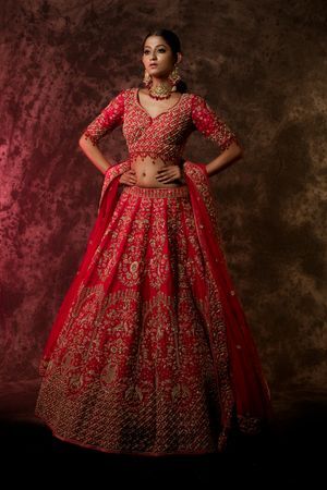 Wedding Bridal Lehenga Choli In Silk With Hand Floral Thread SIYAIS80 - Siya Fashions