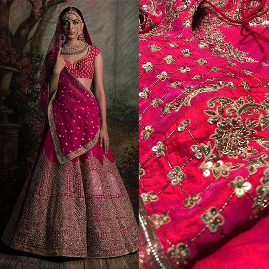 Pink Bridal Lehenga Choli Set In Net Silk  INS901 - Siya Fashions