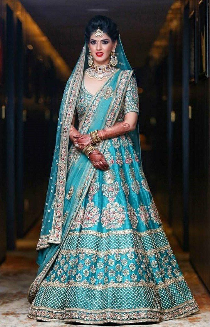 Bridal Indian Blue Wedding Royal Haute Couture Silk Lehenga BRIDAL899 - Siya Fashions