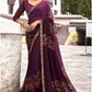 Plum Purple Partywear Designer Saree In Georgette SFROY303307 - Siya Fashions