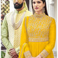 Yellow Haldi Sangeet Wedding Georgette Long Anarkali Suit SFKF4804 - Siya Fashions