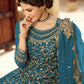 Teal Green Amyra Dastur Palazzo Salwar Kameez In Net FZSF100739 - Siya Fashions