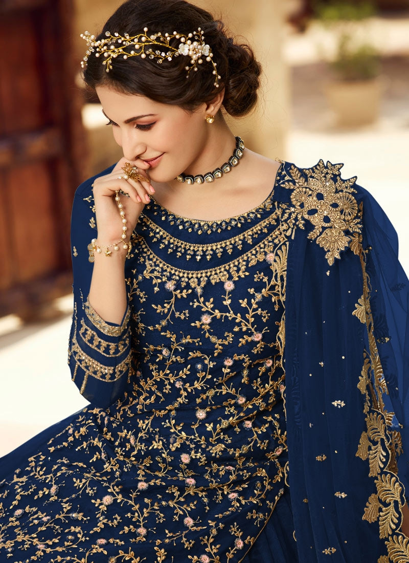 Buy Designer Sarees, Salwar Kameez, Kurtis & Tunic and Lehenga  Choli.Exquisite Blue Straight Cut Salwar Kameez