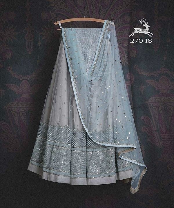 Grey Blue Bridal Handwork Net Silk Lehenga Choli  INS2211 - Siya Fashions