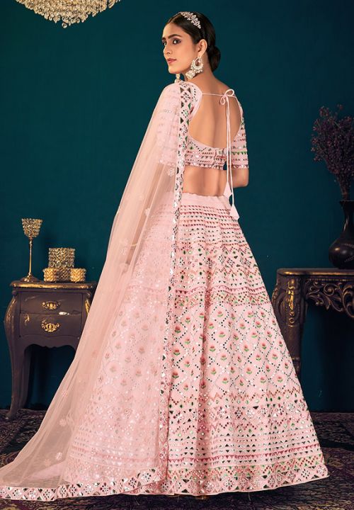 Buy Pink Wedding Lehenga In Georgette SFKHU11302 - Siya Fashions