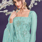 Seraphic Turquoise Sangeet Wedding Party Palazzo In Net SFSA294106 - Siya Fashions