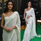 Bollywood White Silver Ananya Pandey Sequin Party Saree SFBOLLY5241 - Siya Fashions