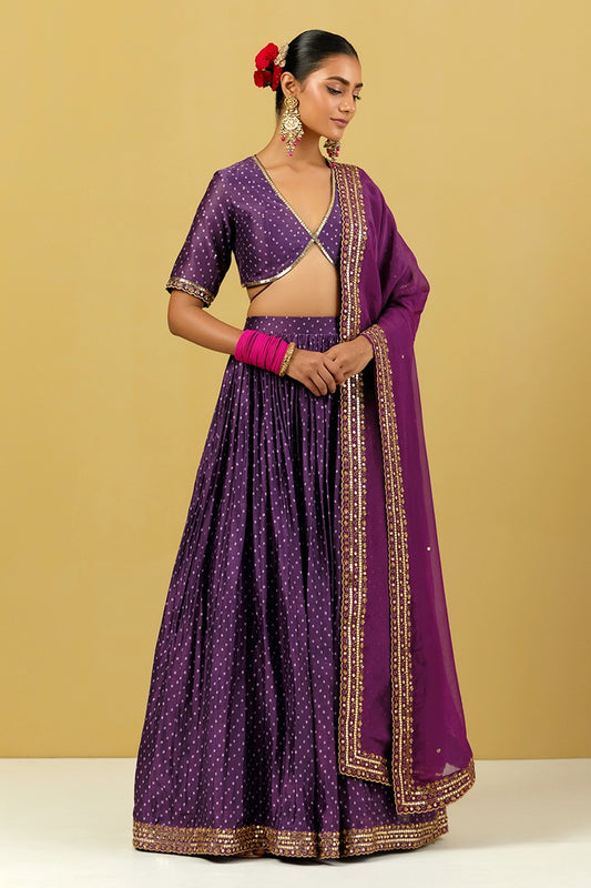 Purple Indian Lehenga Choli In Silk SIYAF8932