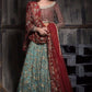 Red Turquoise Bridal Lehenga Set In Baranasi Net Chiffon INS902 - Siya Fashions