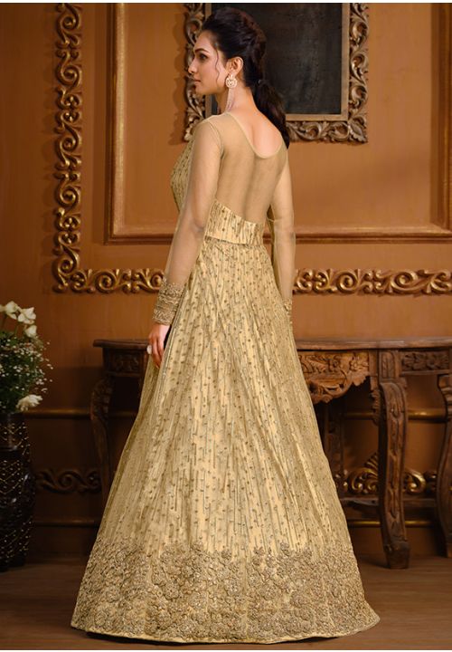 Embellished Gold Net gown - Aharin by Prasansha