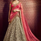 Astounding Beige Pink Indian Wedding Bridal Lehenga In Net FYDS798NK - Siya Fashions