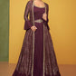 Wine Bridal Reception Anarkali Wedding Gown In Georgette SFSMT6002 - Siya Fashions