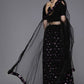 Black Velvet Indian Wedding Party Lehenga Choli SFSHV9403 - Siya Fashions