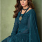 Teal Bollywood Shamita Evening Wedding Gown In Georgette SFSA330701 - Siya Fashions