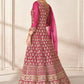 Magenta Pink Bridesmaid Embroidery Net  Long Anarkali Gown SRYS82303 - Siya Fashions