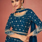 Designer Indian Blue Long Georgette Palazzo Suit SFSMT7904 - Siya Fashions