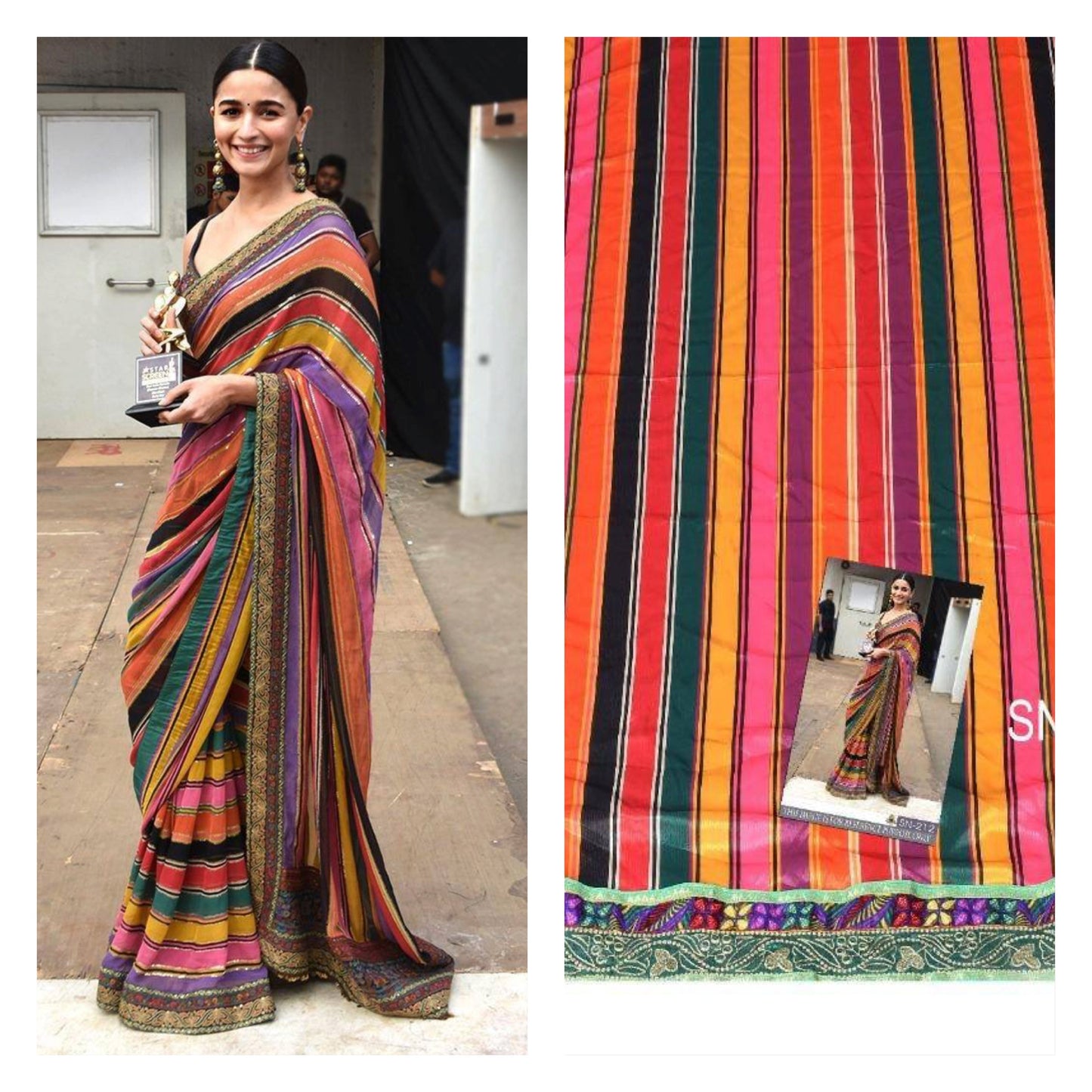 Alia Bhatt Multi Soft Silk Saree Banarasi SFBOL4532 - Siya Fashions