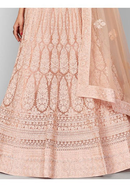 Authentic Pink Zarkan Work Net Lehenga SFHST1002 - Siya Fashions