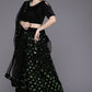 Black Green Velvet Indian Wedding Party Lehenga Choli SFSHV9401 - Siya Fashions