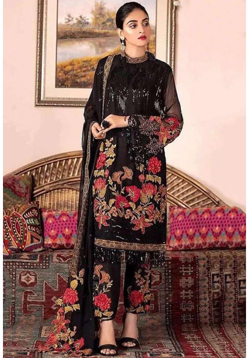 Black Pakistani Actress Anmol Baloch Palazzo Pant SFSA241839 - Siya Fashions