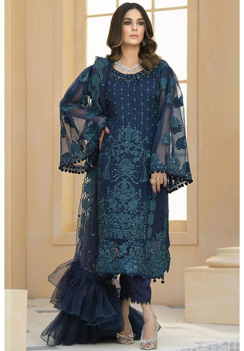 Blue Party Salwar Suit Cigratte Style Pants SFSA241832 - Siya Fashions