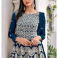 Blue Peplum Style Red Viscose Sharara Palazzo Suit SFDSIF5401C - Siya Fashions