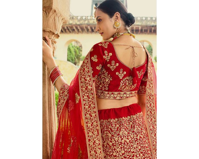 Bridal Designer Wedding Pure Velvet Red Color Lehenga Choli SYD21562 - Siya Fashions