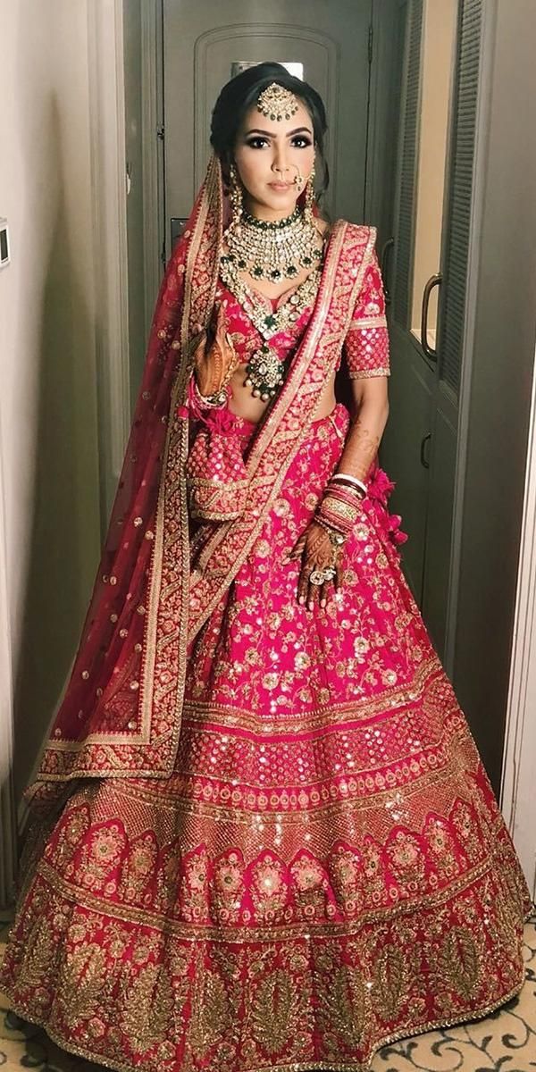 Bridal Indian Pink Wedding Royal Haute Couture Silk Lehenga BRID710NSP - Siya Fashions