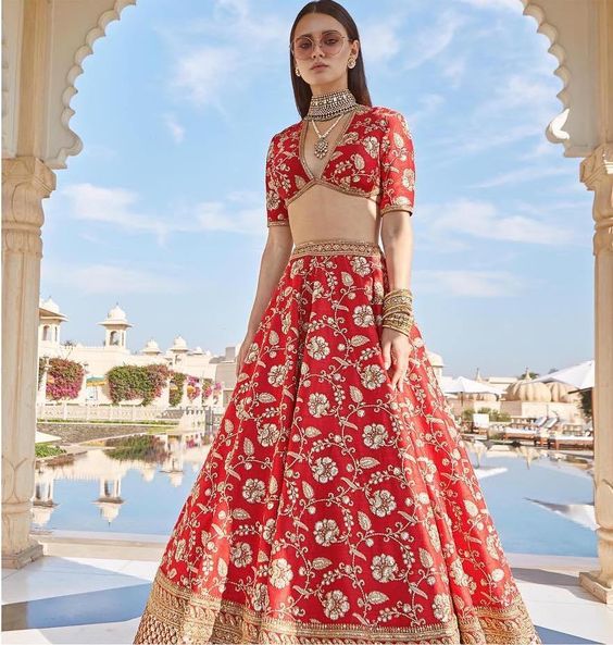 Bridal Heritage Red Lehenga Choli Silk SFINS132 - Siya Fashions