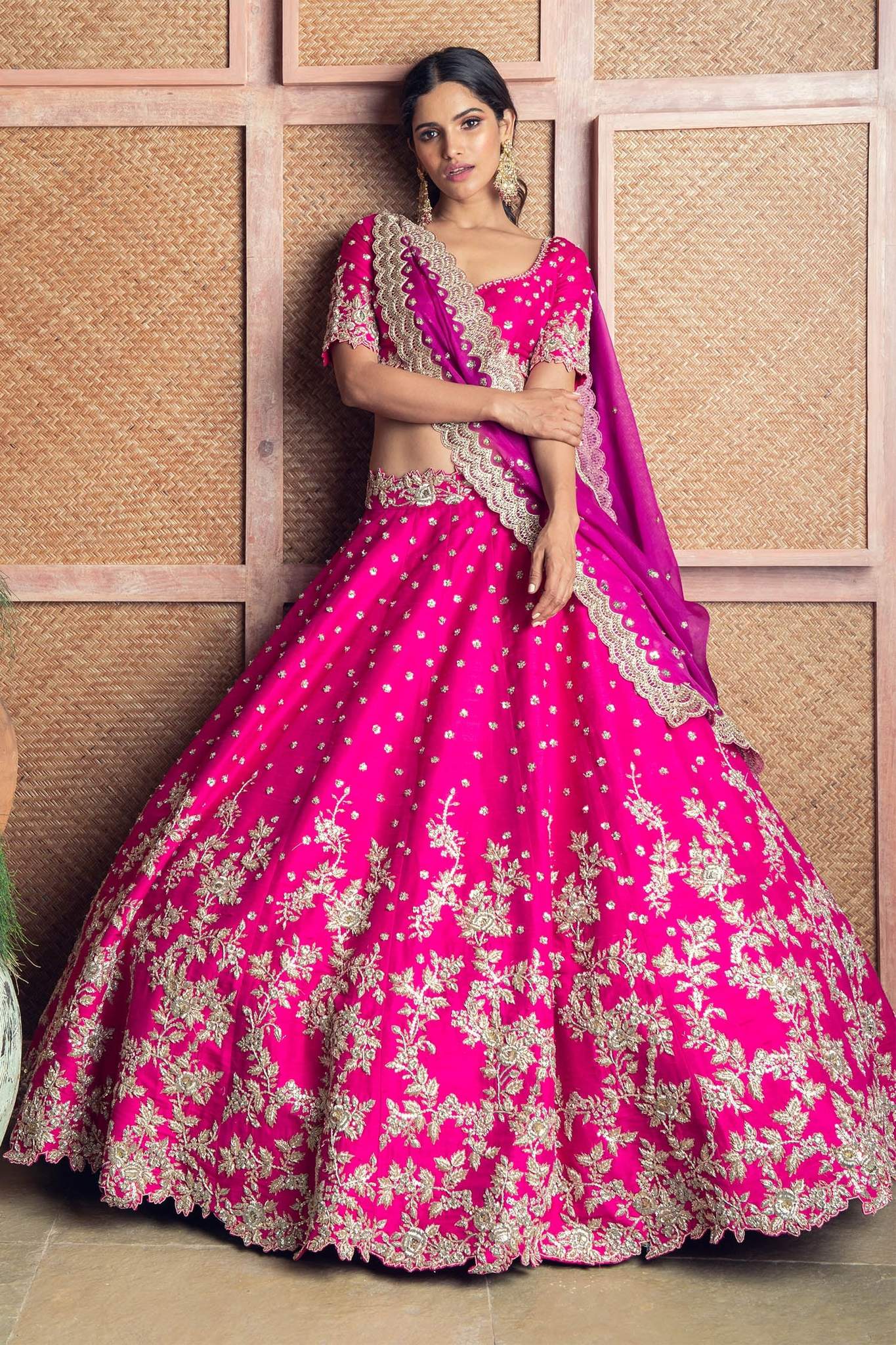 Bridal Pink Silk Lehenga Set Zardozi Work SIYAINS1291 - Siya Fashions