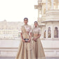 Bridal White Gold Lehenga With Black Velvet Patch SFINSB78 - Siya Fashions