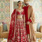 Bright Red Bridal Wedding Royal Haute Couture Silk Lehenga BRIDAL422 - Siya Fashions