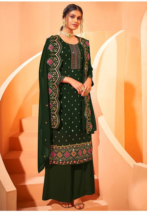 Buy Green Indian Sangeet Plus Size Palazzo Suit SFROY352203 - Siya Fashions