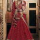 Cherry Red Bridal Reception Lehenga Set In Net SFANB55404 - Siya Fashions