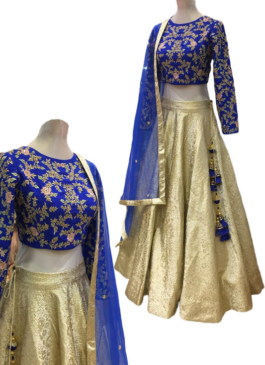 Client's Dairy Exclusive Wedding Lehenga Ivory Blue In Silk SFIN2312 - Siya Fashions