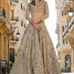 Custom Made Bridal Gold Lehenga With Dabka Work SFIN2202 - Siya Fashions