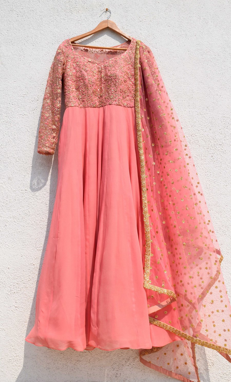 Delight Pink Anarkali Wedding Suit With Seqiun SFIN0923 - Siya Fashions