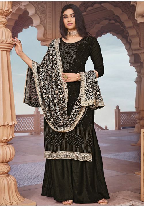 Designer Black Evening Indian Party Palazzo Salwar Suit SRYS75206 - Siya Fashions