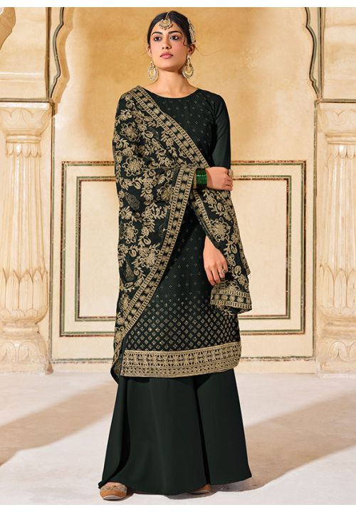 Designer Black Indian  Pakistani Wedding Palazzo Suit In Georgette SFPRF165802 - Siya Fashions