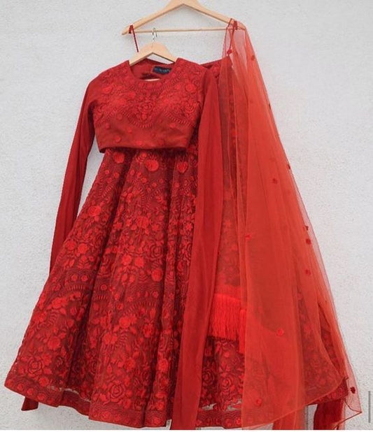 Designer Net Red Lehenga Skirt Red Top SIYA29INS - Siya Fashions