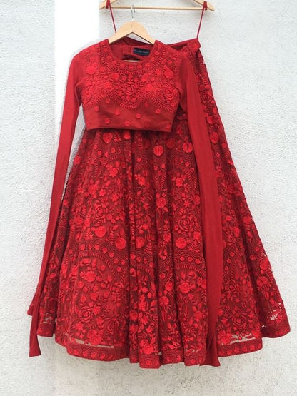 Designer Net Red Lehenga Skirt Red Top SIYA29INS - Siya Fashions