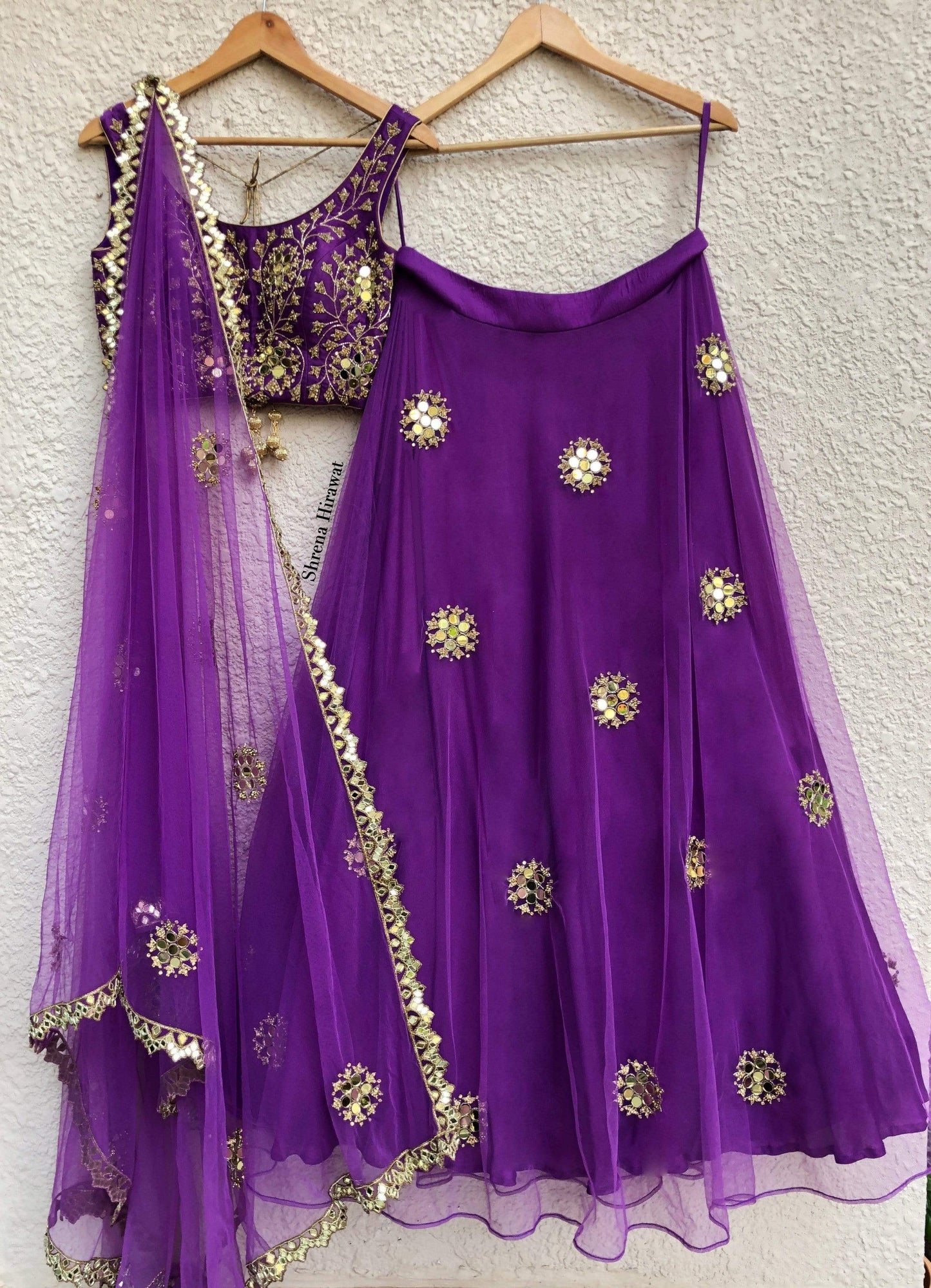 Designer Wedding Purple Bridal Lehenga Mirror Work SF7750IN - Siya Fashions