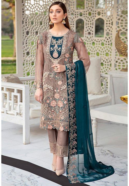 Driftwood Grey  Indian Pakistan Sangeet Salwar Kameez Pant SFKSF55501 - Siya Fashions