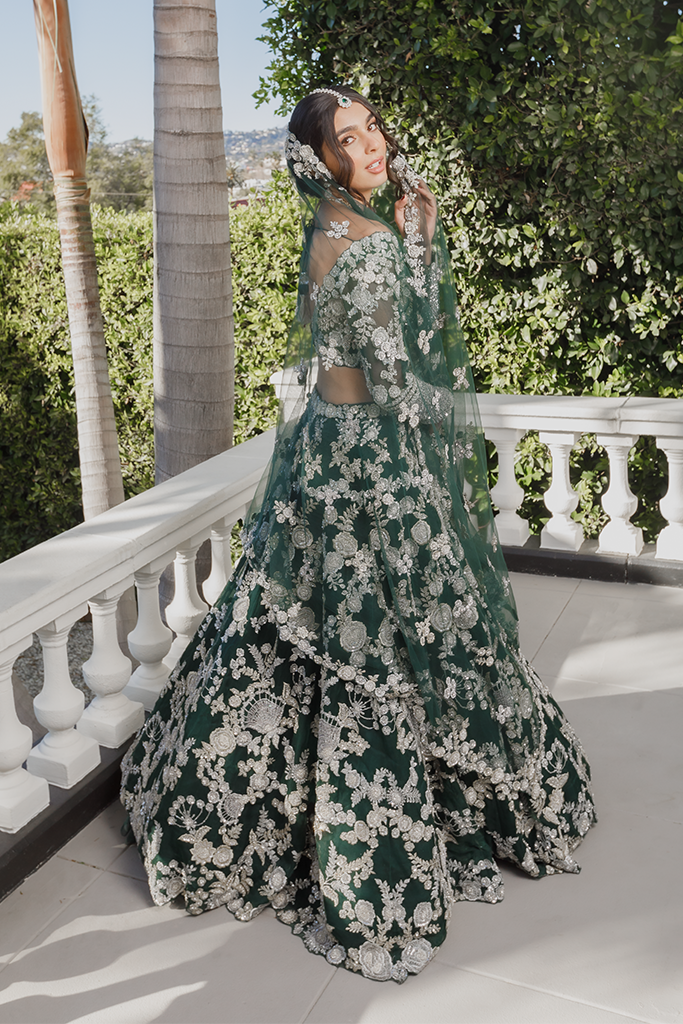 Dulhan Green Bridal Wedding Haute Silk Lehenga LBRIDAL421 - Siya Fashions