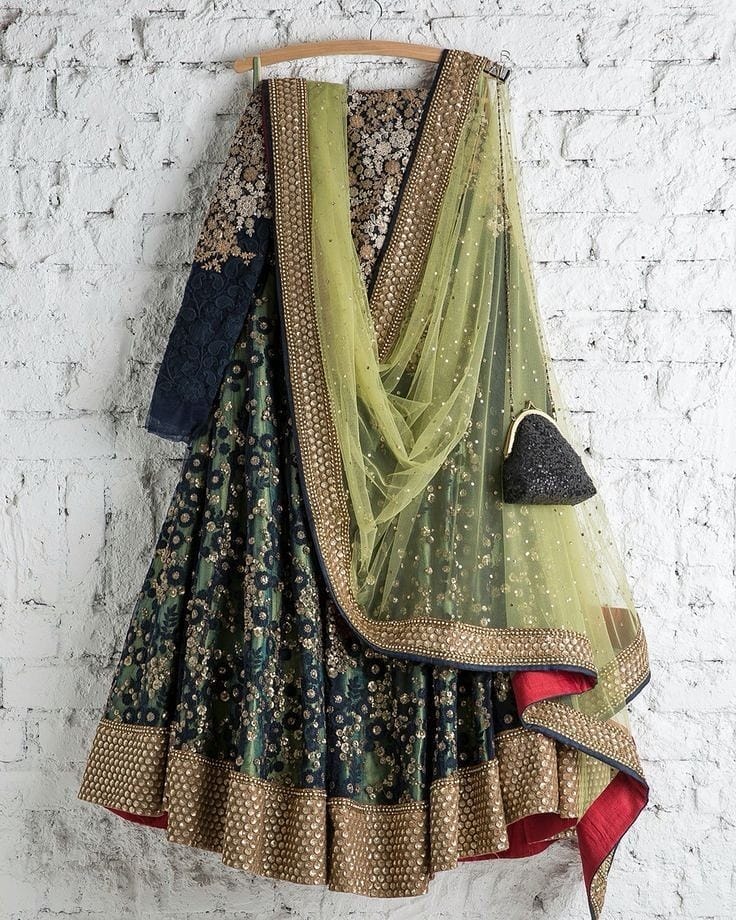 Fern Green Handwork Net Silk Bridal Lehenga Choli  INS2205 - Siya Fashions