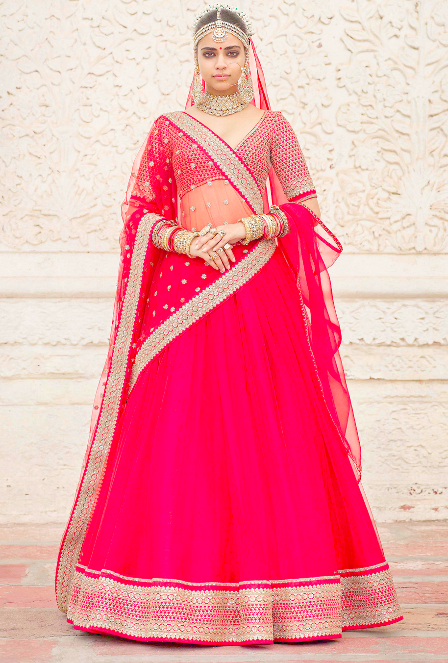 Frizzle Red Indian Bridal Wedding Lehenga Choli Set SFAZA643 - Siya Fashions