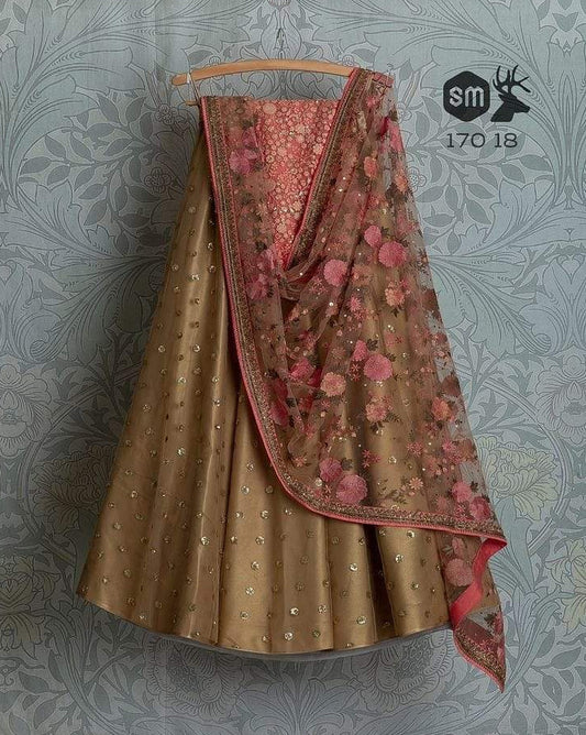 Gold Bridal Handwork Net Silk Lehenga Choli  INS2208 - Siya Fashions