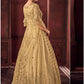 Gold Bridal Organza Silk Anarkali Gown With Stone Work SFSA257104 - Siya Fashions