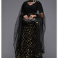 Gold Sequin Black Velvet Indian Wedding Party Lehenga Choli SFSHV8501 - Siya Fashions